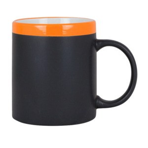 EgotierPro 28199 - Taza de cerámica 300 ml con tiza SLATE Naranja