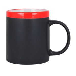 EgotierPro 28199 - Taza de cerámica 300 ml con tiza SLATE Rojo
