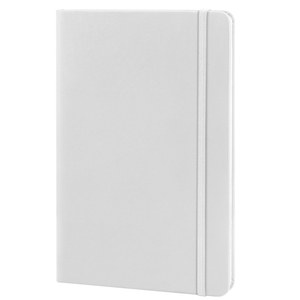 EgotierPro 30083 - Cuaderno A5 con cubierta PU y banda elástica, 96 páginas. LUXE Blanco