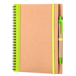 EgotierPro 30108 - Cuaderno A5 de cartón con elástico y bolígrafo RECIKLA VECL