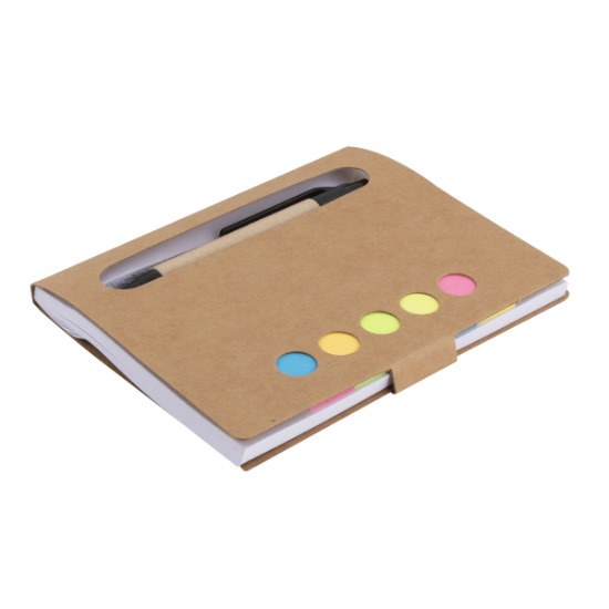 EgotierPro 33047 - Cuaderno de cartón con notas adhesivas y bolígrafo NOTE