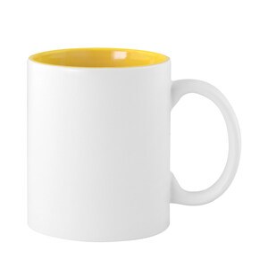 EgotierPro 37510 - Taza Cerámica Blanca 350ml Color Interior GRAVEN Amarillo