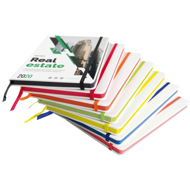 EgotierPro 37088 - Cuaderno PU blanco con banda elástica COLORE