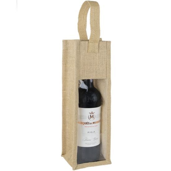 EgotierPro 37518 - Bolsa de Yute Alta Densidad para Vino con Ventana Transparente TASTE