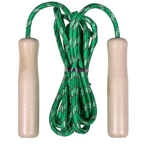 EgotierPro 38052 - Cuerda para Saltar con Mango de Madera JUMP Verde