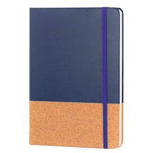 EgotierPro 38552 - Cuaderno A5 con Cubierta de PU y Corcho, Banda Elástica BOUND Azul