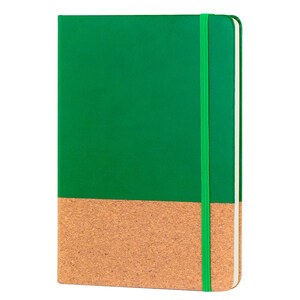 EgotierPro 38552 - Cuaderno A5 con Cubierta de PU y Corcho, Banda Elástica BOUND Verde