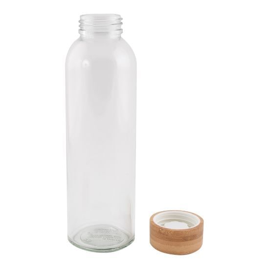 EgotierPro 39019 - Botella de vidrio 500 ml con tapa de bambú TONIC