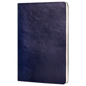 EgotierPro 39510 - Cuaderno Flexible de PU con 96 Hojas Rayadas Crema CORPORATE Azul