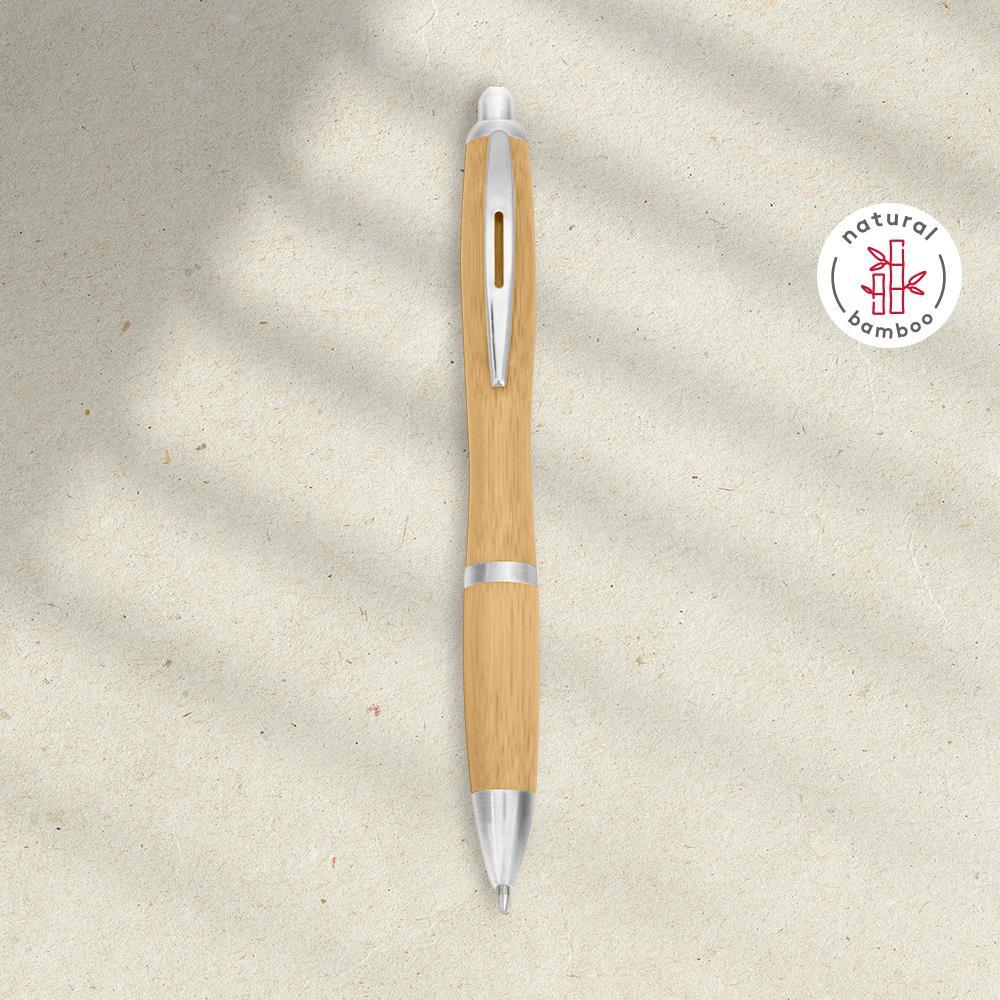 EgotierPro 39516 - Bolígrafo de Bambú con Clip de Aluminio DESERT