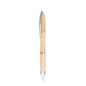 EgotierPro 39516 - Bolígrafo de Bambú con Clip de Aluminio DESERT Plata