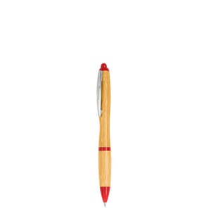 EgotierPro 39516 - Bolígrafo de Bambú con Clip de Aluminio DESERT Rojo