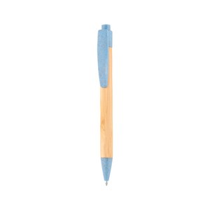 EgotierPro 50016 - Bolígrafo de bambú con partes de trigo MALMO Azul