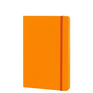 EgotierPro 39567 - Cuaderno A5 con Cubierta de PU y Banda Elástica, 96 Hojas Rayadas Color Crema LINED Naranja