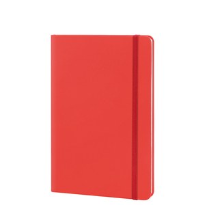 EgotierPro 39567 - Cuaderno A5 con Cubierta de PU y Banda Elástica, 96 Hojas Rayadas Color Crema LINED Rojo