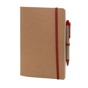 EgotierPro 50031 - Cuaderno de Cartón con Banda Elástica y Bolígrafo LOFT Rojo