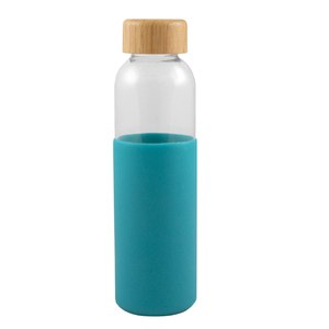EgotierPro 50019 - Botella de vidrio con tapa de bambú 500 ml GIN Verde