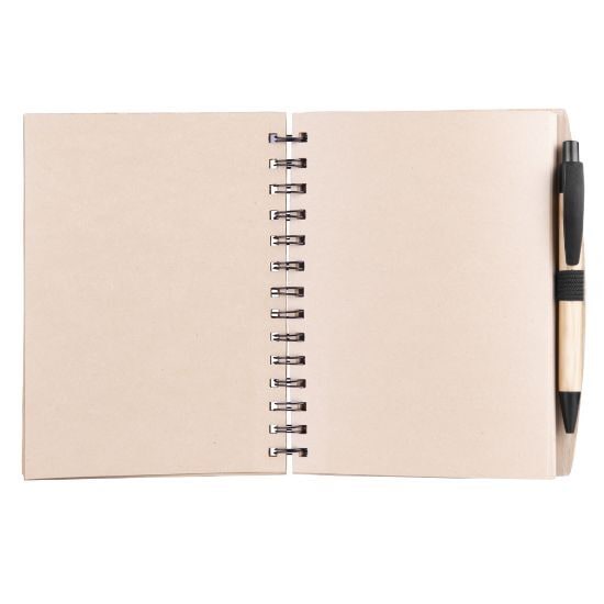 EgotierPro 50053 - Cuaderno de bambú con 70 hojas y bolígrafo PANDA