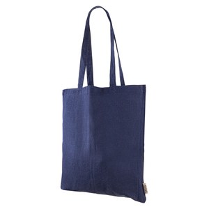 EgotierPro 50648 - Bolsa de algodón reciclado 100% con asa larga TELL Azul