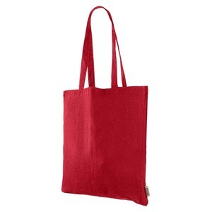 EgotierPro 50648 - Bolsa de algodón reciclado 100% con asa larga TELL Rojo