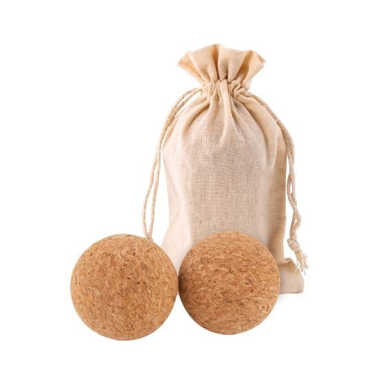 EgotierPro 50654 - Bolas de corcho para masaje con bolsa de algodón COLTON