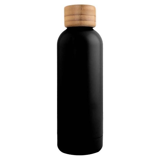 EgotierPro 52059 - Botella Doble Pared 500ml con Tapón Bambú CURVE