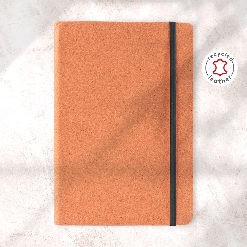 EgotierPro 52579 - Cuaderno A5 tapa dura de cuero reciclado con marcador y banda elástica ROGUE