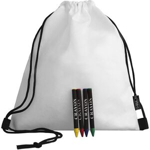 EgotierPro 53040 - Mochila de Cuerdas RPET con Crayones STROLL Blanco