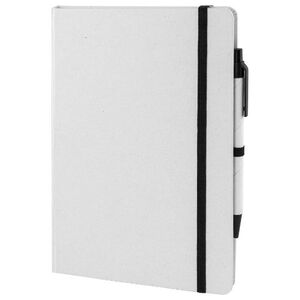 EgotierPro 53536 - Cuaderno A5 con bolígrafo y banda elástica MIRAKA Blanco