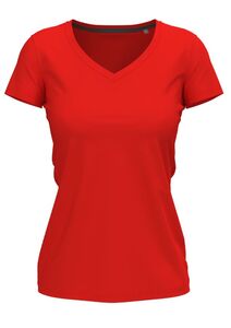 Stedman STE9710 - Camiseta Cuello Pico Mujer Claire SS Rojo Escarlata