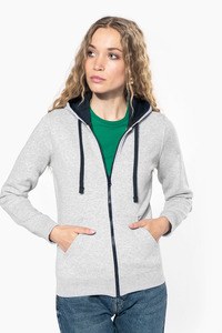 Kariban K467 - Sudadera con capucha y cremallera contrastada para mujer