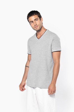 Kariban K374 - Camiseta de punto piqué con cuello de pico de hombre