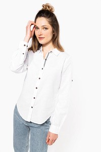 Kariban K589 - Camisa de mujer de lino y algodón de manga larga