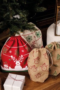 Kimood KI0735 - Bolsa con cordón y motivos navideños