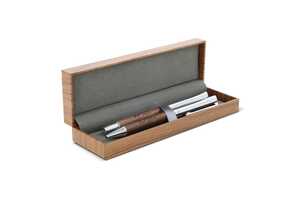 TopPoint LT82155 - Juego de bolígrafo y rollerball de metal en madera de nogal en caja de regalo