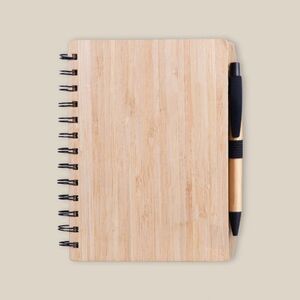 EgotierPro 50053 - Cuaderno de bambú con 70 hojas y bolígrafo PANDA
