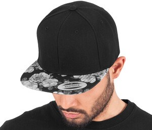 FLEXFIT F6089R - Gorra de 6 paneles con estampado rosa en la vis